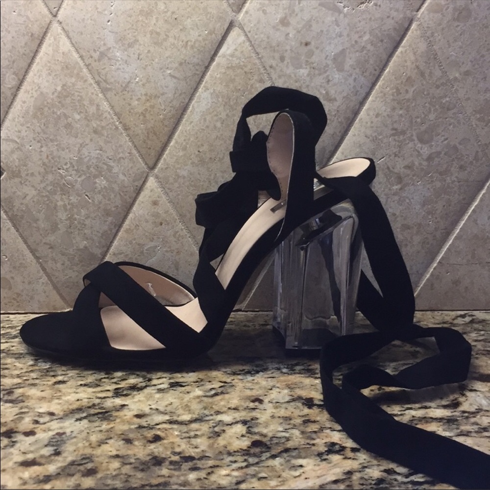 Never worn lucite block heel sandals